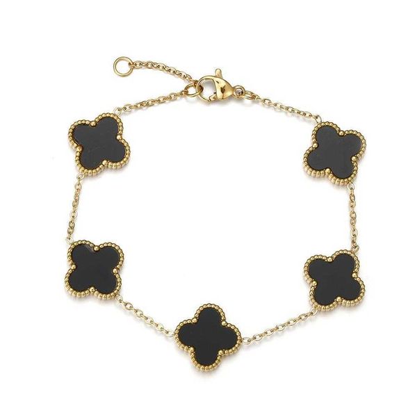 

van clover bracelet designer four-leaf clover bracelet classic high-grade five flowers simple fashion jewelry gifts, Golden;silver