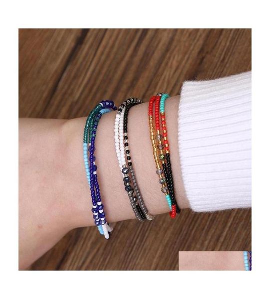 

charm bracelets bohemian colorf glass seed beads bracelet 3 layer boho mixed trilaminar braid for women girls with frie qyleby bde1831236, Golden;silver