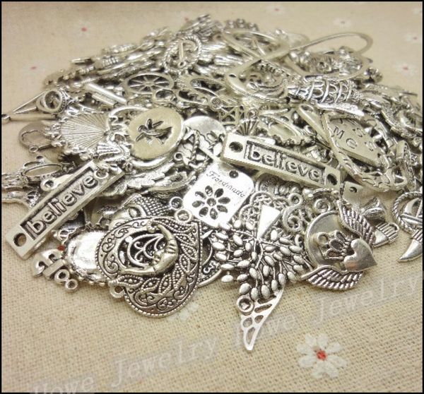

new design 70150 pcs vintage antique silver charm mixed 200g alloy pendant diy for bracelet necklace jewelry making4762535, Bronze;silver