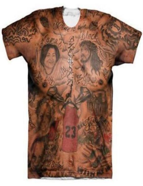 

new fashion womensmens jr smith tattoos funny 3d print casual tshirt t0297187156, White;black