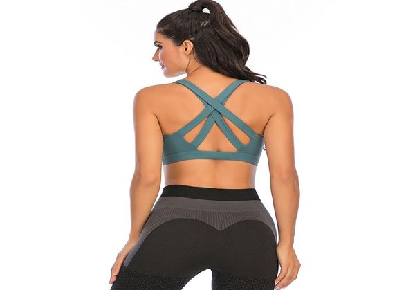 

sports bra for women crisscross back medium support yoga bra with removable cups9332452, White;red