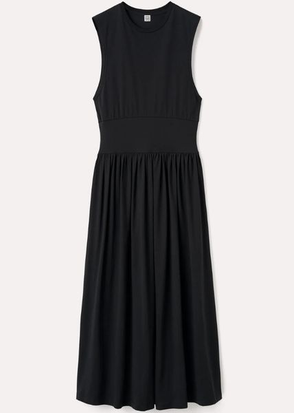 

new toteme sleeveless crewneck dress woman, Black;gray