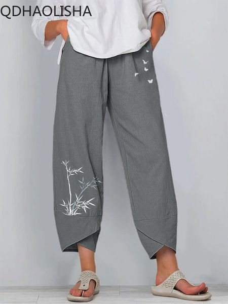 

women s pants s baggy woman korean fashion elastic waist cotton loose casual ankle trousers streetwear high summer 230808, Black;white