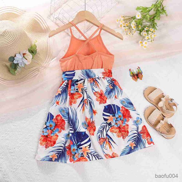 

girl's dresses gaun musim panas anak perempuan gaun gambar cetak bunga anak-anak gaun liburan tepi pantai anak perempuan kecil imut r23, Red;yellow