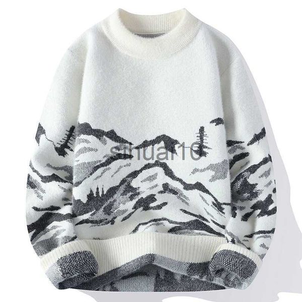 

men's sweaters 2023 autumn winter men thicken sweater fashion round neck soft warm male pullover harajuku style casual knitted sweaters, White;black