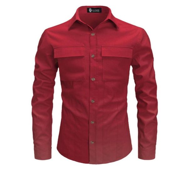 

double pockets front fashion polyester men039s shirts long sleeve pure color male tuxedo shirt camisas hombre streetwear5478466, White;black