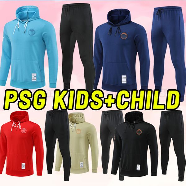 

men kids adults 22 23 psgs mbappe soccer tracksuits 2022 2023 di maria wijnaldum sergio ramos hakimi maillots icardi verratti long sleeve tr, Black