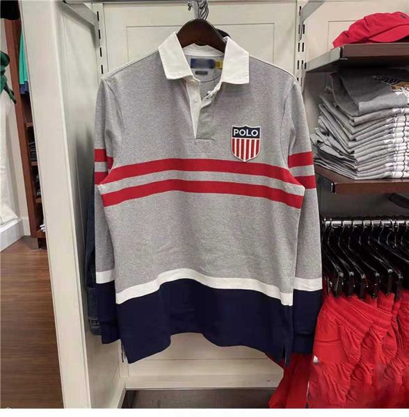 

summer pure cotton polo shirt long sleeve thick fashion sports european size casual contrast colored loose polo, White;black