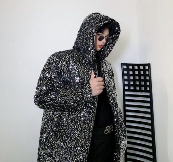 

men039s jackets sequins jacket men clothes mens and coats jaqueta singer stage thick hooded velvet padded personality fashion2572966, Black;brown