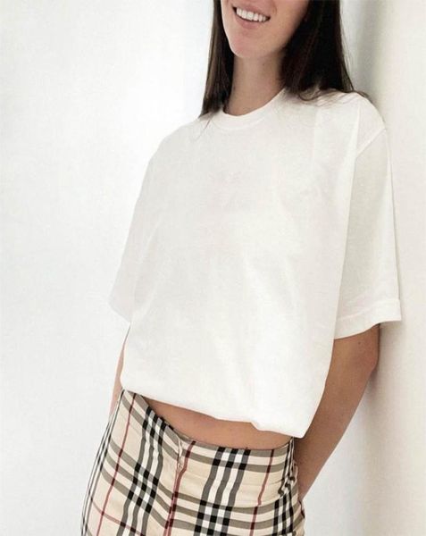 

22ss box t shirts collab plaid letter logo printed round neck short sleeve tee6273991, White;black