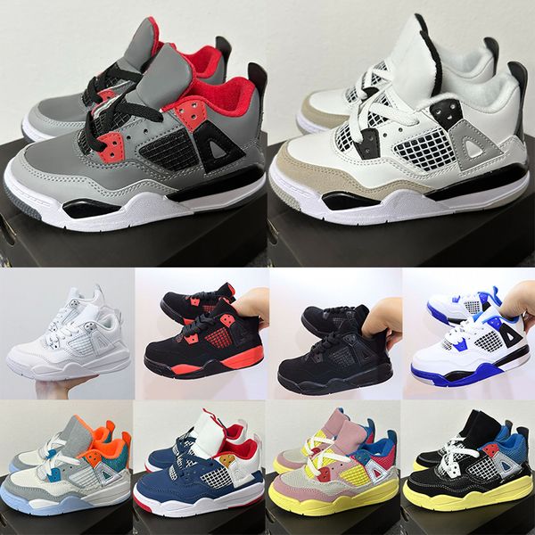 

2023 og origian jumpman 4 big kids shoes black cat 4s basketball boys girls sports trainers yellow red thunder university blue guava ice mot