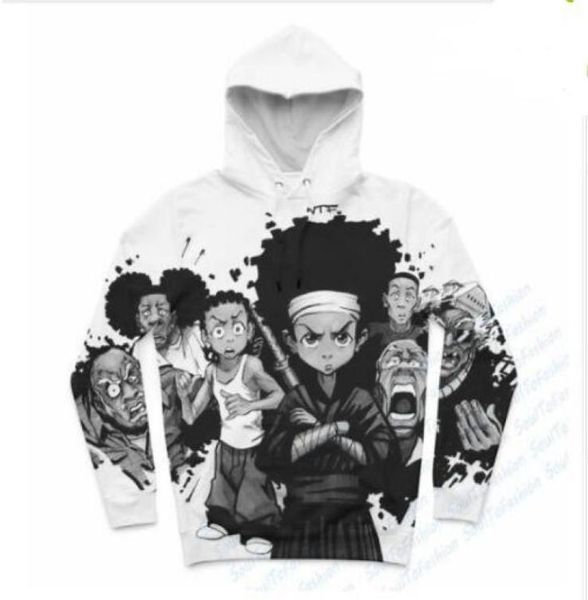 

new fashion harajuku style casual 3d printing hoodies boondocks men women autumn and winter sweatshirt hoodies bc0843581968, Black