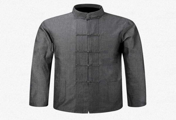 

new male cotton shirt traditional chinese men coat clothing kung fu tai chi uniform autumn spring long sleeve jacket for man x07103135786, Black;brown
