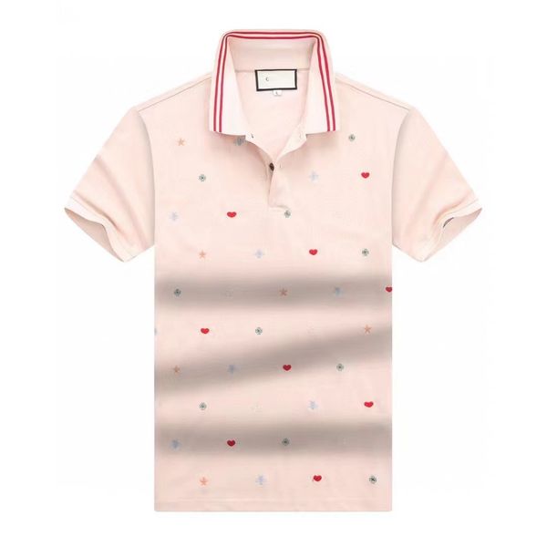 

desinger t shirt for men gu business letter pattern 280g pure cotton bead fabric flower version lapel splicing simple generous luxury mens p, White;black