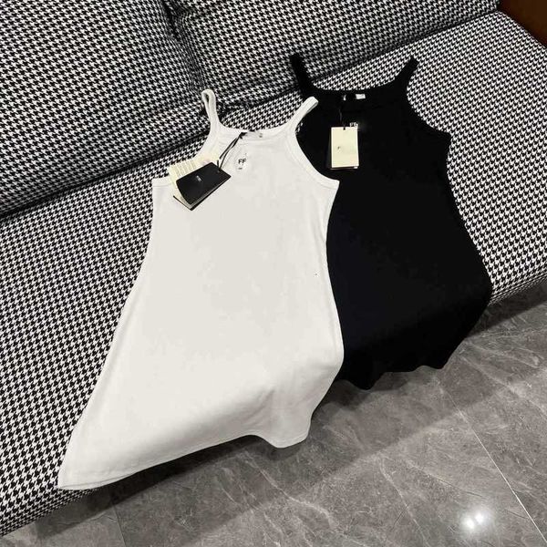 

basic & casual dresses designer summer new style minimalist versatile slim and age reducing embroidered small strap tank skirt hz2j, Black;gray