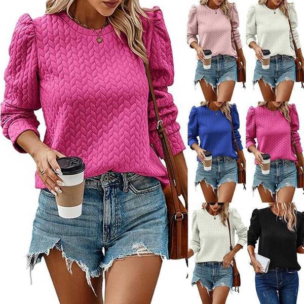 

no brand name women's autumn and winter new round neck bubble long sleeve air fried dough twists sweater, Black