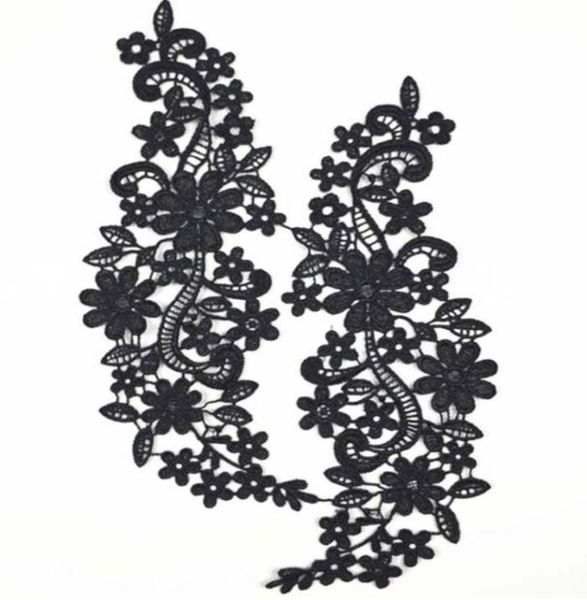 

patches fabric collar trim neckline applique for dressweddingshirtclothingdiysewing flower floral embroidered lace nice9099770, Black;white