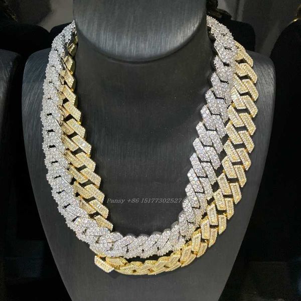 

gra pass diamond tester silver cuban link chain wide 2rows 925 solid moissanite diamond 8mm-20mm jewelry set necklaces hiphop