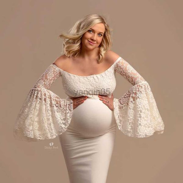

maternity dresses women pregnant maternity dress for pgraphy p shoot summer lace maxi dress pregnancy maternity clothes hkd230808, White