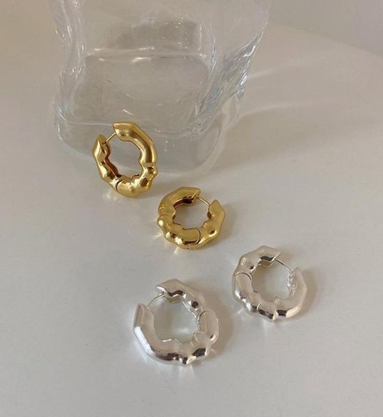 

hoop huggie umagical minimalist irregular matte geometric earring for women fashion gold silver color hollow metallic jewelry1556826, Golden;silver