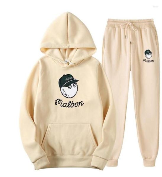 

men039s tracksuits 2022 malbon golf sportswear men39s warm two piece loose hooded sweater pants set jogging7306314, Gray