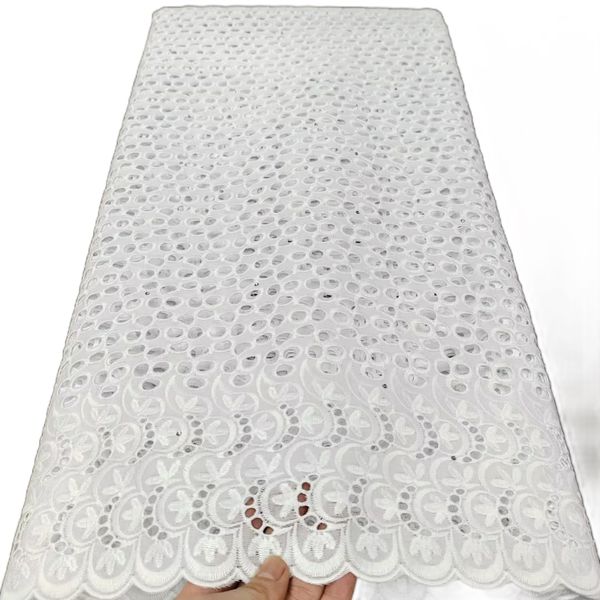 

2023 swiss voile fabric rhinestones lace perforated cotton african women weeding formal ladies party dress textile sewing craft cloth premiu, Black;white
