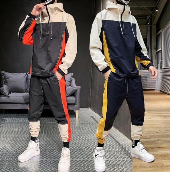 

men tracksuit fashion hoodie sweatpants teengers sports suits student casual sweatsuits autumn jogging male patchwork sets7402473, Gray