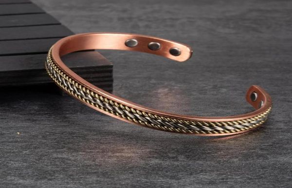 

bangle adjustable copper bracelet for men women ed pure magnetic arthritis 83mm open cuff energy bangles5927034, Black