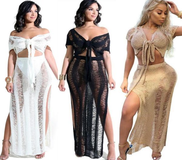 

2 pcs set crochet beach cover up hollow out knitted tassel beachwear swimsuit swimwear cover ups beach dress women bikin2930956, Black;gray
