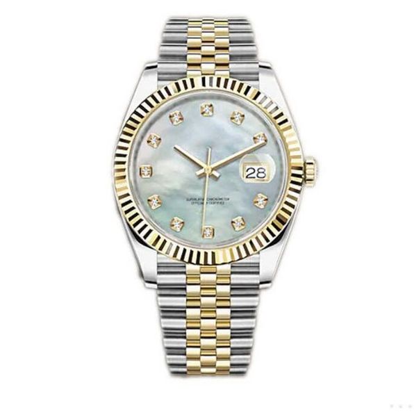 

womens watch 31mm movement watch automatic mechanical bezel stainless steel watches day date fashion lady waterproof wristwatch-09, Slivery;brown