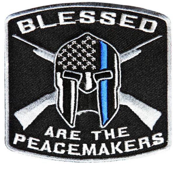 

blessed are the peacemakers thin blue line for law enforcement embroidery patch iron on clothing decor 35375 inch 5265104, Black