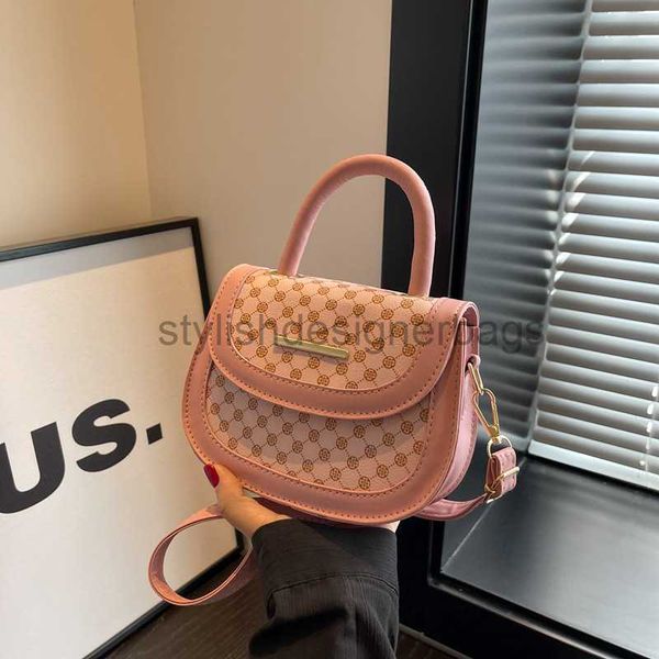 

shoulder bags handheld printed small bag women's bag 2023 new summer fashion contrast color half round one shoulder cross shoulder sadd
