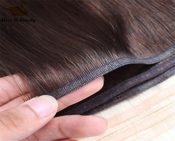 

ultra thin hair weft very soft human hair weft silk ribbon flat weft hair extensions 2 bundles brwon blonde wine red color7281450, Black