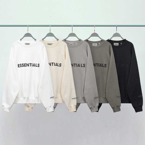 

esential double line chest letter round neck long sleeve sweater plush lovers, Black