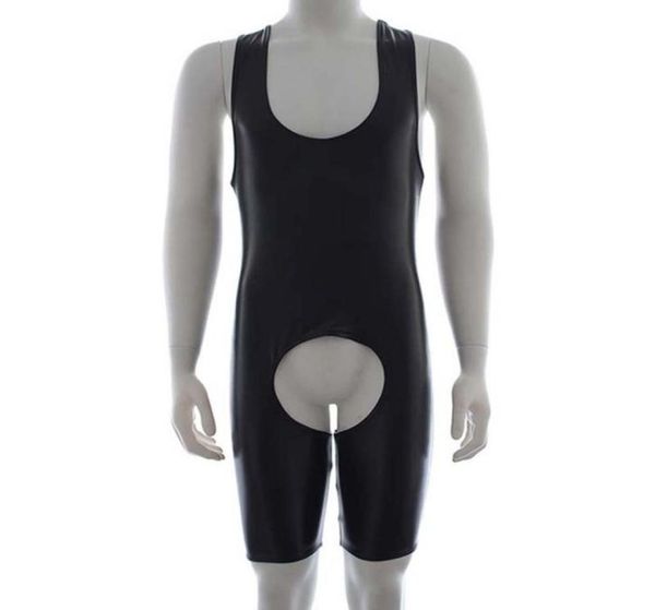 

black open crotch leotard men catsuit sleeveless bodysuit one piece teddies male night party lingerie clubwear2937509