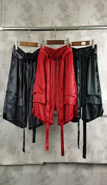 

hip hop solid pants summer casual shorts mens and womens elastic waist straight oversize loose knee length6168805, Black