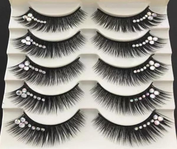 

5 pairs latin makeup false eye lashes extension party cosplay halloween long thick natural eyelash color glitter shimmery dance ey3234812