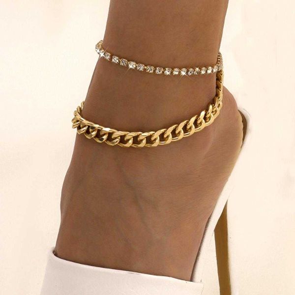 

hip hop trendy accessories simple tassels ins style niche foot female personality exaggerated claw chain diamond set, Red;blue