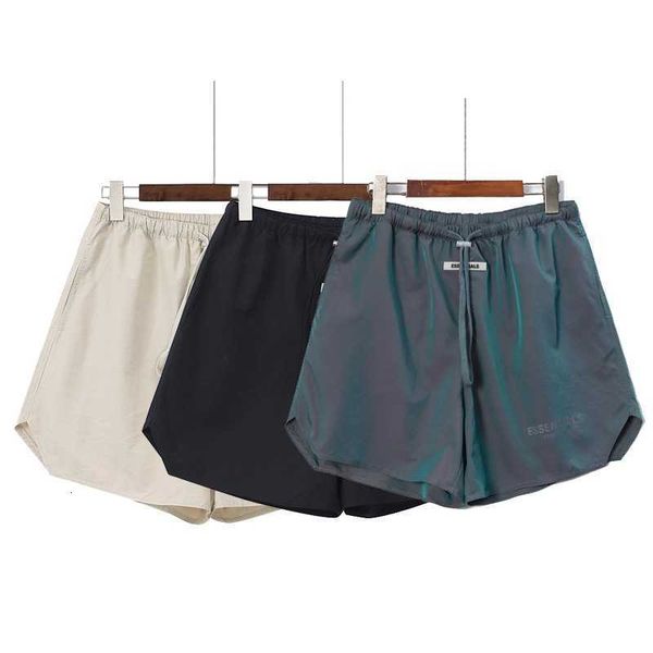 

double thread esential nylon shorts reflective couple capris trendy high street loose, White;black