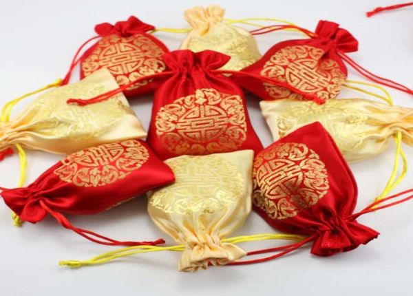 

joyous fabric small wedding party gift bags for guests china style silk brocade tea candy packaging pouch 912 cm whole 200pcs2985403