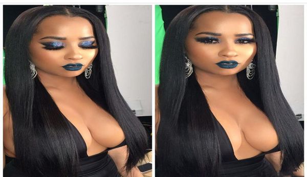 

silk full lace wig pre plucked with baby hair straight brazilian lace front human hair wigs remy hair1602920, Black;brown