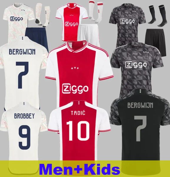 

23 24 soccer jerseys tadic brobbey berghuis black marley kit klaassen bergwijn cruyff 2023 2024 ajaxs home away football shirt men kids kit