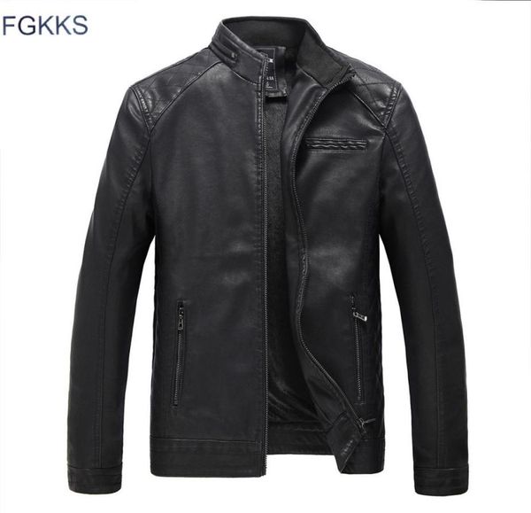 

whole fgkks new men039s brown genuine leather jackets men genuine real cowhide brand male bomber motorcycle biker coats4600694, Black