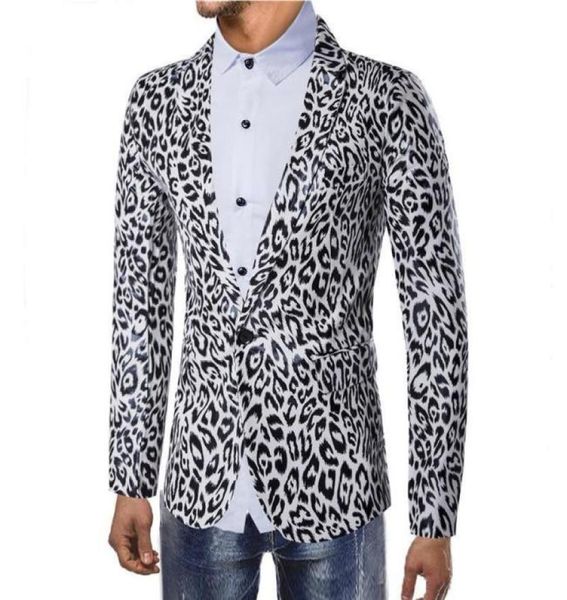 

men039s suits blazers wedding blazer for men leopard print stage jacket slim fit casual coat black white8655822, White;black