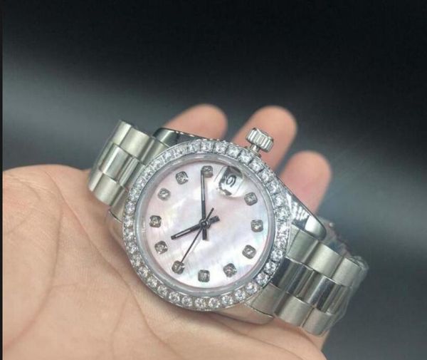 

lady diamonds watch women watchs 31mm women watch day dateday girl sapphire glass wristwatch automatic mechanical movement-03, Slivery;brown