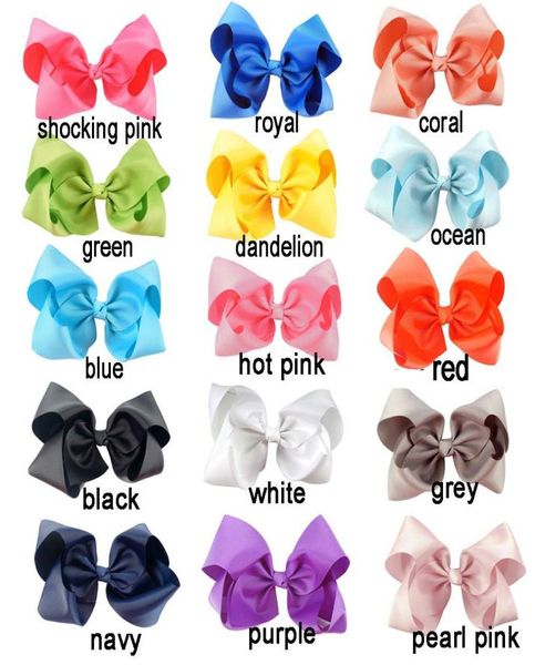 

8 inches new girls hair bows kids handmade bow hairpin clips girls large bowknot ribbon headband fashion baby girl hair accessorie9411103, Slivery;white