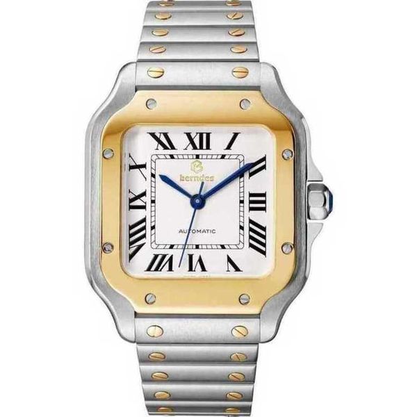 

designer santos watch automatic movement watches buv3 sapphire mirror date uhr montre carter with box perfect gift prx relojo homme, Slivery;golden