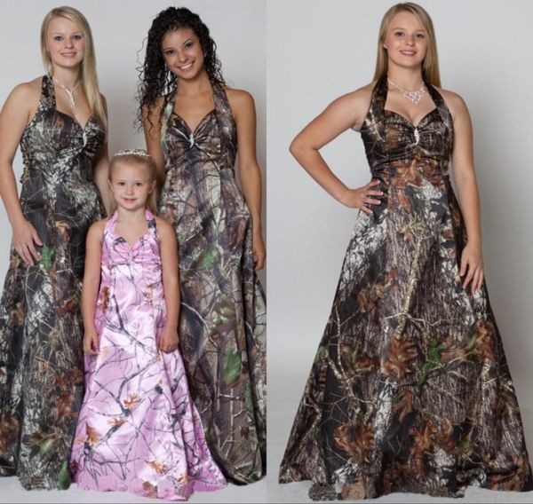 

2024 camo bridesmaid dresses halter sleeveless evening gowns vintage forest formal floor length brides maid honor dress for women7379205, White;pink
