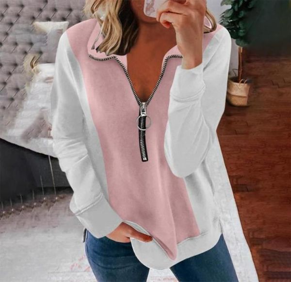 

women039s blouses shirts high street women lapel sweatshirts loose casual splicing fashion long sleeve blouse spring autu7969825, White