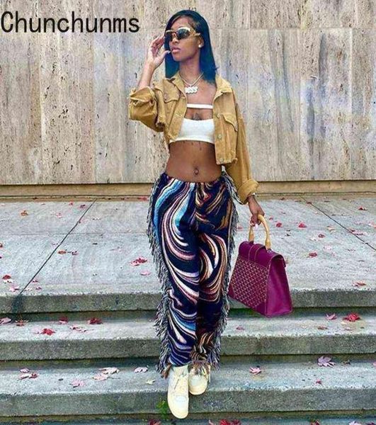 

2021 women print tassel pants pocket high waist joggers streetwear y2k fashion bottoms fall outfits night clubwear trousers aa22036604429, Black;white